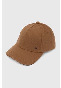 TOMMY HILFIGER - Tommy Hilfiger czapka z daszkiem kolor brązowy melanżowa. Kolor: brązowy. Wzór: melanż