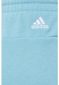 Adidas - adidas Szorty H07886 damskie z nadrukiem medium waist. Okazja: na co dzień. Kolor: niebieski. Materiał: bawełna, poliester, dzianina. Wzór: nadruk. Styl: casual #2