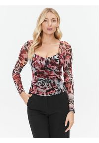 Marciano Guess Bluzka Leopard 3BGP07 6875Z Różowy Regular Fit. Kolor: różowy. Materiał: syntetyk #1