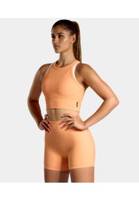 NORDICDOTS - Szorty sportowe damskie żebrowane. Kolor: pomarańczowy. Materiał: nylon. Sport: taniec, fitness, joga i pilates