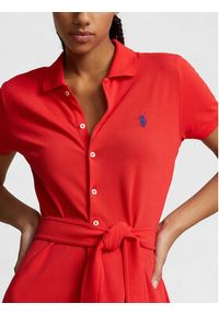 Polo Ralph Lauren Sukienka koszulowa Btn Polo Drs 211913304002 Czerwony Regular Fit. Typ kołnierza: polo. Kolor: czerwony. Materiał: bawełna. Typ sukienki: koszulowe #3