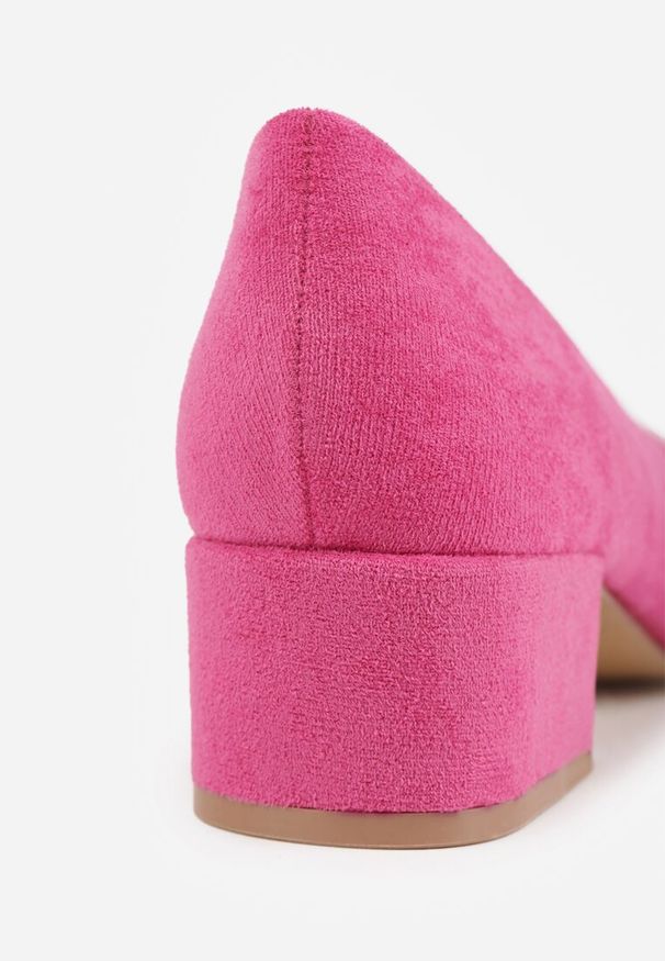Renee - Fuksjowe Czółenka na Słupku Vices ze Skórzaną Wkładką Savirae. Okazja: na co dzień. Kolor: różowy. Materiał: skóra. Obcas: na słupku. Styl: casual, klasyczny, elegancki. Wysokość obcasa: niski
