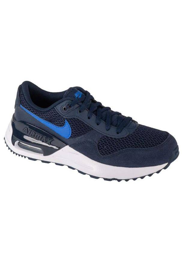 Buty Nike Air Max System Gs DQ0284-400 niebieskie. Okazja: na co dzień. Zapięcie: sznurówki. Kolor: niebieski. Materiał: materiał, guma. Model: Nike Air Max