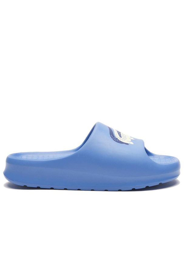 Klapki Lacoste Croco 2.0 Eco 123 745CMA0005-2M8 - niebieskie. Okazja: na plażę, na co dzień. Zapięcie: pasek. Kolor: niebieski. Materiał: materiał, syntetyk. Szerokość cholewki: normalna. Wzór: aplikacja. Sport: pływanie