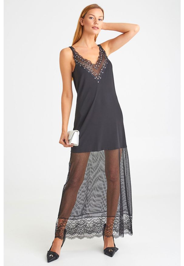 Sukienka Ermanno Scervino maxi, bez rękawów, z włoskim kołnierzykiem