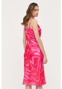 Morgan sukienka kolor czerwony midi prosta. Kolor: czerwony. Materiał: tkanina, skóra. Długość rękawa: na ramiączkach. Typ sukienki: proste. Długość: midi #2