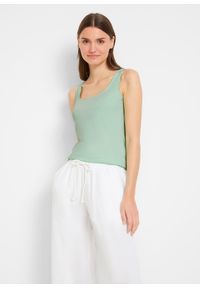 bonprix - Top (2 szt.). Typ kołnierza: typu carmen. Kolor: zielony #1