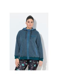 ULLA POPKEN - Damskie Bluza rozpinana z dzianiny i polaru wzór graficzny kaptur. Kolekcja: plus size. Kolor: zielony, niebieski, wielokolorowy. Materiał: poliester, materiał #1