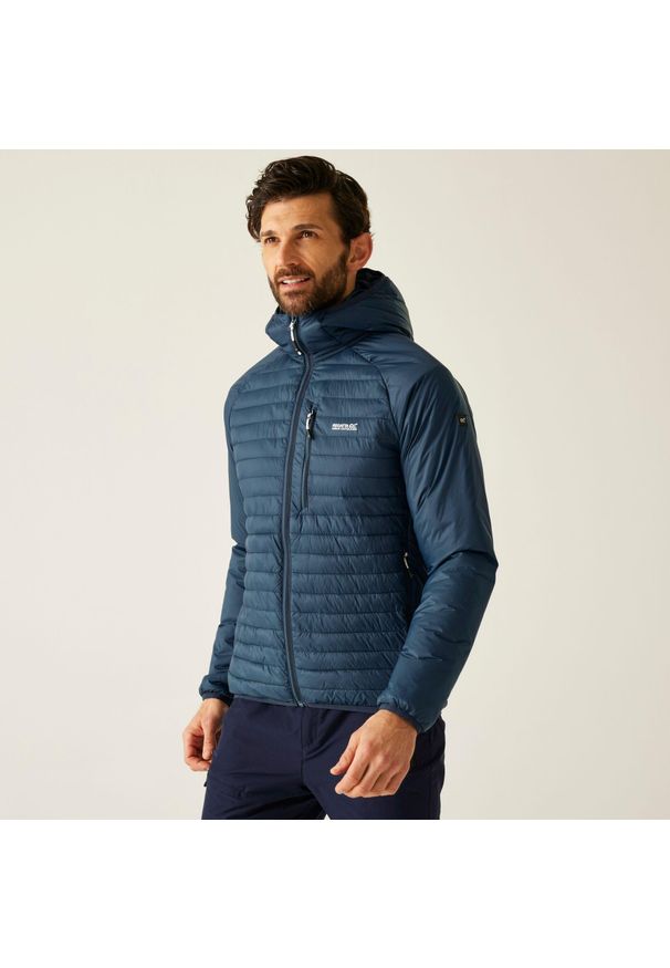 Regatta - Kurtka męska przejściowa Rowak. Kolor: niebieski, szary, wielokolorowy. Materiał: tkanina, puch, syntetyk. Sport: turystyka piesza