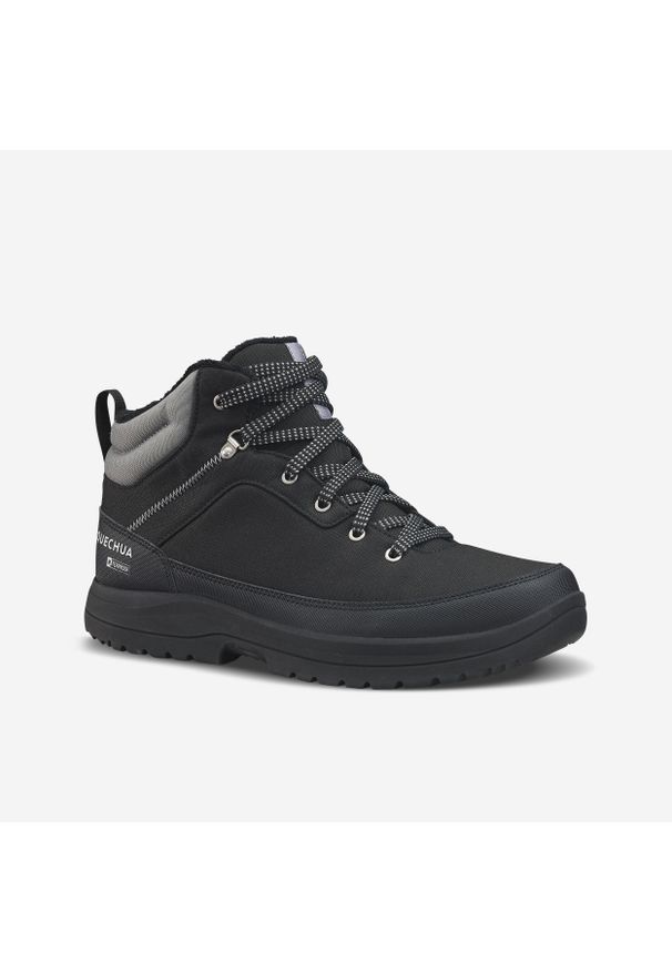 quechua - Buty turystyczne męskie Quechua SH100 Mid wodoodporne. Kolor: czarny, szary, wielokolorowy. Materiał: kauczuk, materiał. Szerokość cholewki: normalna. Sezon: zima. Sport: turystyka piesza
