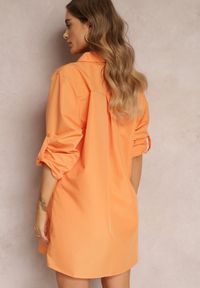 Renee - Pomarańczowa Koszula z Kołnierzem i Rękawami na Guzik Spruha. Kolekcja: plus size. Kolor: pomarańczowy. Długość rękawa: długi rękaw. Długość: długie #4