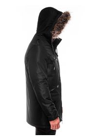 Ombre Clothing - Kurtka męska zimowa parka C410 - czarna - XL. Kolor: czarny. Materiał: poliester. Sezon: zima #7
