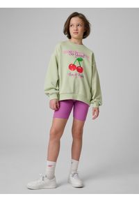 4f - 4F Bluza dresowa loose bez kaptura dziewczęca - miętowa 158/164 (12-14 lat). Okazja: na co dzień, na uczelnię, na spacer. Typ kołnierza: bez kaptura. Kolor: turkusowy. Materiał: dresówka. Sezon: lato. Styl: casual #2