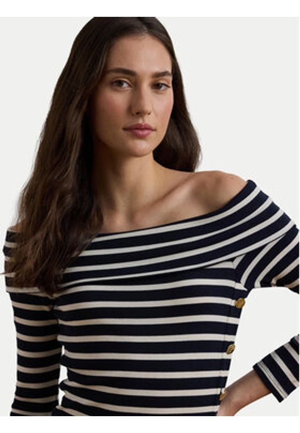 Lauren Ralph Lauren - LAUREN RALPH LAUREN Sukienka codzienna 250957718001 Granatowy Slim Fit. Okazja: na co dzień. Kolor: niebieski. Materiał: bawełna. Typ sukienki: proste. Styl: casual