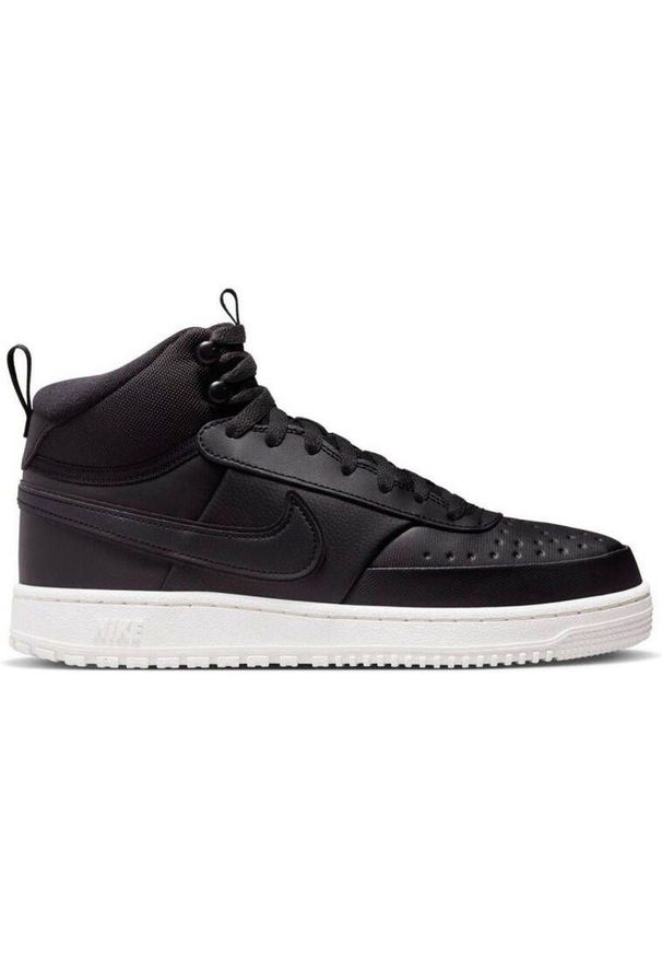Buty do chodzenia męskie Nike Court Vision Mid. Wysokość cholewki: za kostkę. Zapięcie: sznurówki. Kolor: czarny. Materiał: syntetyk, tkanina, materiał, skóra. Szerokość cholewki: normalna. Model: Nike Court. Sport: turystyka piesza