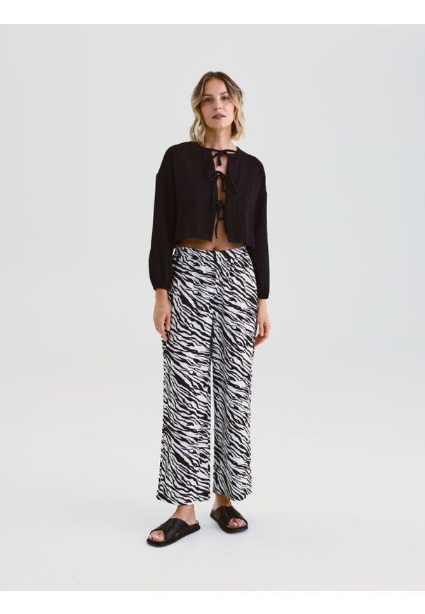 Reserved - Lniane spodnie - wielobarwny. Materiał: len