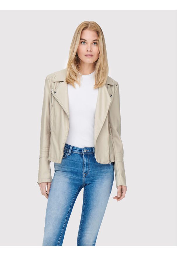 only - ONLY Kurtka z imitacji skóry Gemma 15153079 Beżowy Regular Fit. Kolor: beżowy. Materiał: wiskoza, skóra
