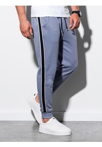 Ombre Clothing - Spodnie męskie dresowe joggery P898 - błękitne - XXL. Kolor: niebieski. Materiał: dresówka. Wzór: gładki. Styl: elegancki #1