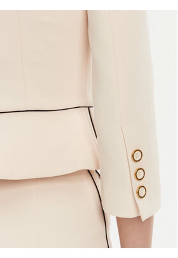 Elisabetta Franchi Marynarka GI-T51-51E2-V560 Écru Regular Fit. Materiał: syntetyk