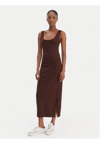 Calvin Klein Jeans Sukienka codzienna LV047E220G Brązowy Slim Fit. Okazja: na co dzień. Kolor: brązowy. Materiał: wiskoza. Typ sukienki: proste. Styl: casual #1
