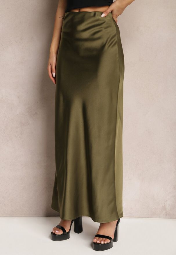 Renee - Ciemnozielona Satynowa Spódnica Maxi High Waist Formia. Stan: podwyższony. Kolor: zielony. Materiał: satyna