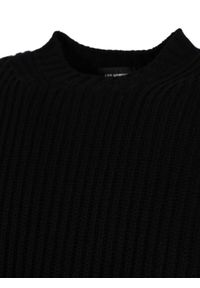Les Hommes Sweter | LHK108 647U | Round Neck Asymetric Sweater | Mężczyzna | Czarny. Okazja: na co dzień. Kolor: czarny. Materiał: wełna. Styl: casual