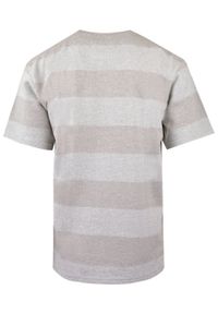 Dzianinowy T-Shirt Męski - Brave Soul - Odcienie Beżu. Okazja: na co dzień. Kolor: beżowy, wielokolorowy, brązowy. Materiał: wiskoza, bawełna, poliester. Wzór: prążki, paski. Sezon: wiosna, lato. Styl: casual #4