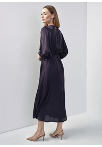 Ochnik - Długa sukienka z bufiastymi rękawami. Kolor: niebieski. Materiał: wiskoza. Długość: maxi #2