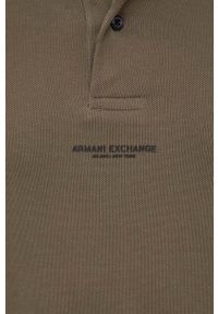 Armani Exchange polo bawełniane kolor zielony z nadrukiem. Typ kołnierza: polo. Kolor: zielony. Materiał: bawełna. Długość: krótkie. Wzór: nadruk #5