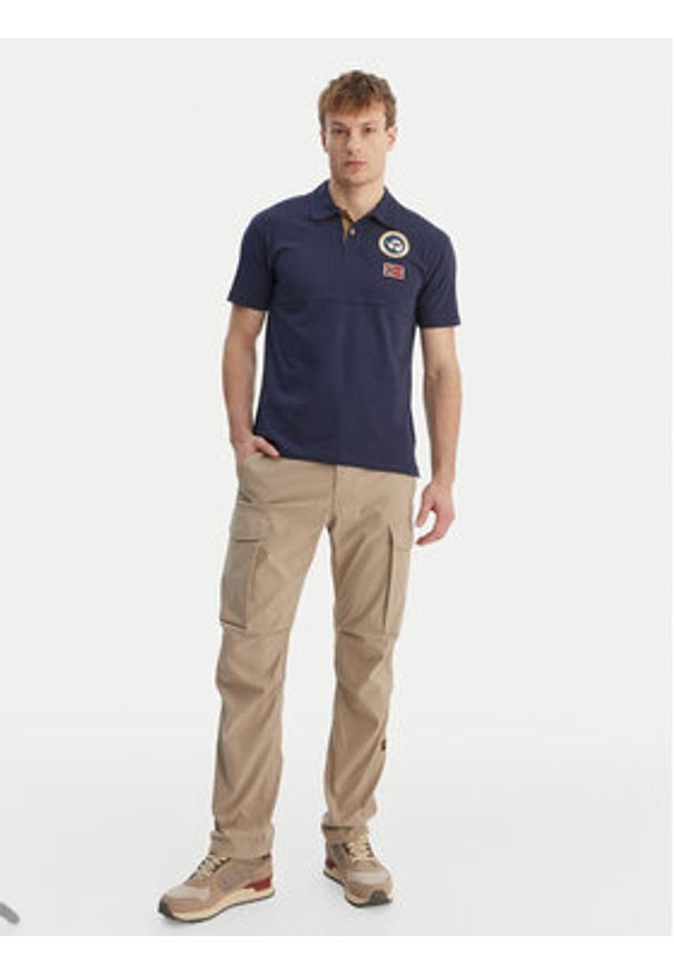 Napapijri Polo E-Reflect NP0A4H4B Granatowy Relaxed Fit. Typ kołnierza: polo. Kolor: niebieski. Materiał: bawełna