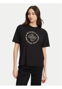 Guess T-Shirt V5YI05 KCOA2 Czarny Regular Fit. Kolor: czarny. Materiał: wiskoza