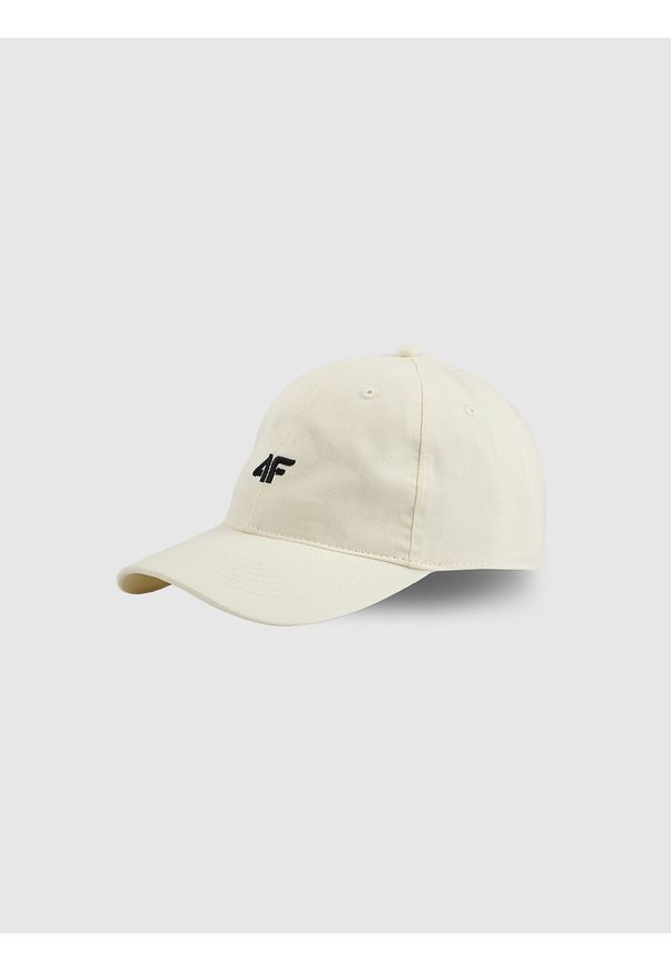 4f - 4F Czapka z daszkiem strapback uniseks - biała S/M (58cm). Kolor: biały. Materiał: bawełna, materiał. Styl: casual, klasyczny