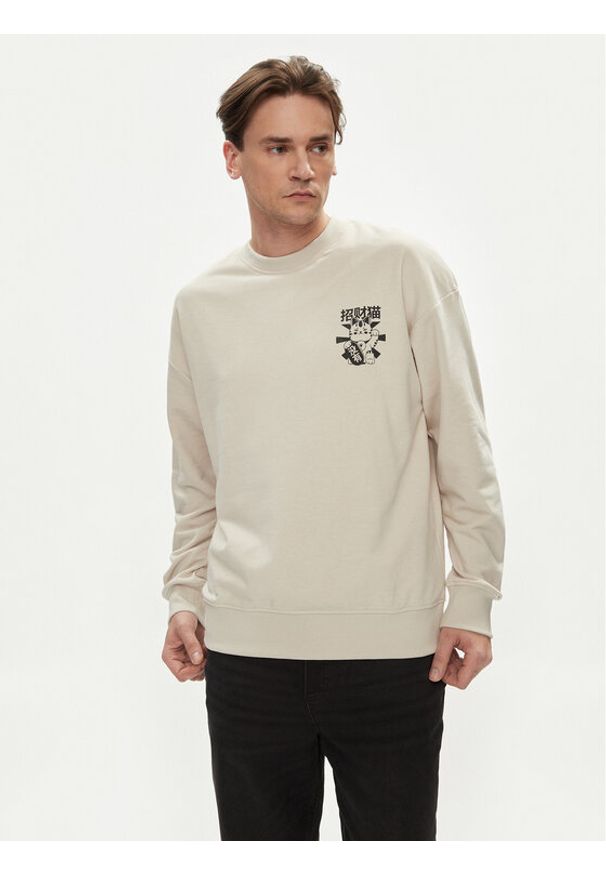Jack & Jones Bluza Dirk 12249455 Beżowy Wide Fit. Kolor: beżowy. Materiał: syntetyk, bawełna