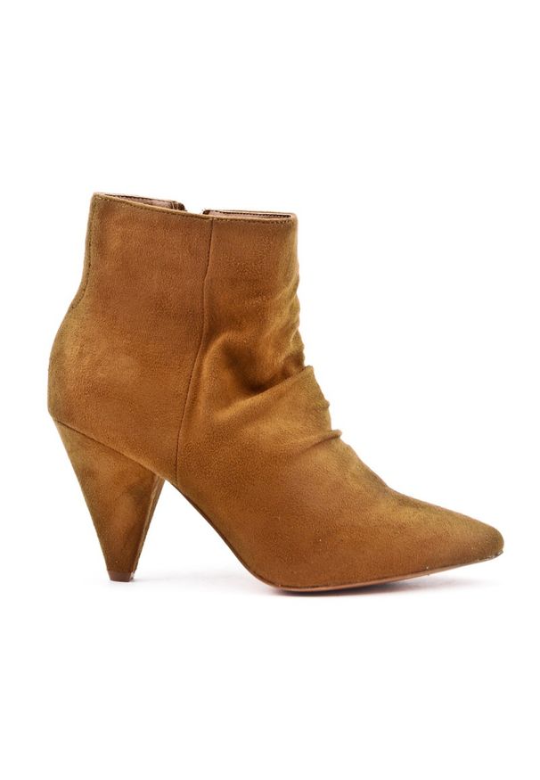 Inna - Nietypowe botki. Materiał: zamsz, materiał. Obcas: na obcasie. Styl: elegancki. Wysokość obcasa: średni