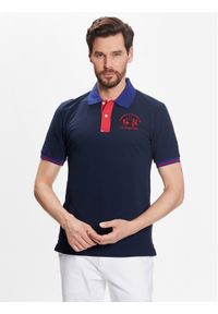 La Martina Polo VMP005 PK001 Granatowy Slim Fit. Typ kołnierza: polo. Kolor: niebieski. Materiał: bawełna #1