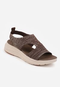 Born2be - Brązowe Sportowe Sandały na Grubej Podeszwie z Elastyczną Cholewką i Piankową Wkładką Nicthil. Okazja: na co dzień. Zapięcie: bez zapięcia. Kolor: brązowy. Materiał: jeans. Sezon: lato. Styl: sportowy #4
