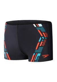 Bokserki kąpielowe męskie Speedo Tech Print Aquashort. Kolor: czarny. Wzór: nadruk