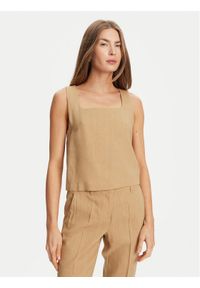 Marella Top Terni 2513161055 Beżowy Regular Fit. Kolor: beżowy. Materiał: len, wiskoza