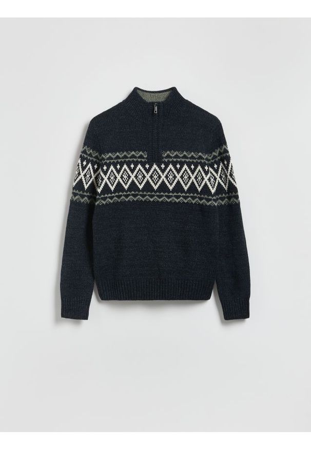 Reserved - Sweter z golfem - granatowy. Typ kołnierza: golf. Kolor: niebieski. Materiał: dzianina
