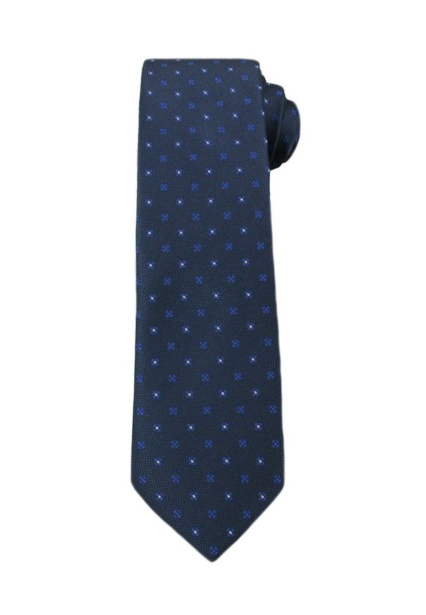 Granatowy Elegancki Krawat -Angelo di Monti- 7 cm, Męski, w Chabrowe Kwiatki. Kolor: niebieski. Wzór: kwiaty. Styl: elegancki