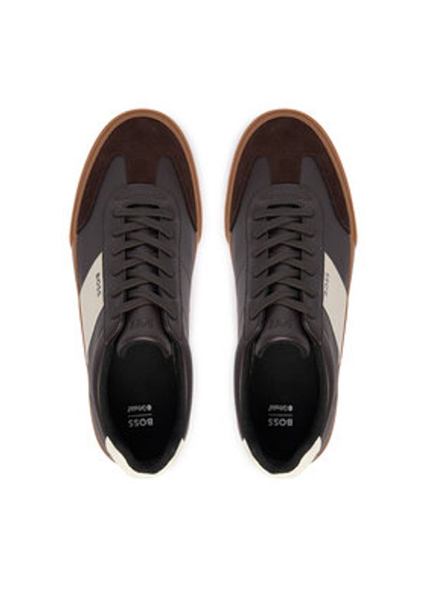 BOSS Sneakersy Aiden 50557852 Brązowy. Kolor: brązowy. Materiał: skóra