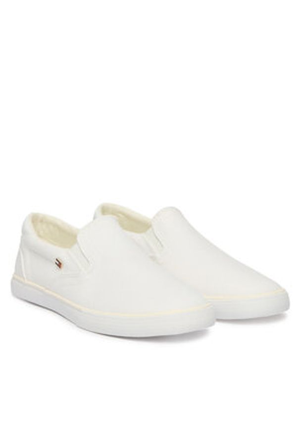 TOMMY HILFIGER - Tommy Hilfiger Tenisówki Th Low Profile Slip On FW0FW09103 Biały. Zapięcie: bez zapięcia. Kolor: biały. Materiał: materiał
