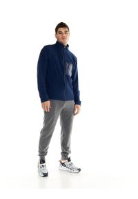 LEONE 1947 APPAREL - Męski sweter Leone ze stójką i zamkiem błyskawicznym w stylu Lifestyle. Typ kołnierza: kołnierzyk stójkowy. Kolor: niebieski. Materiał: tkanina. Styl: sportowy