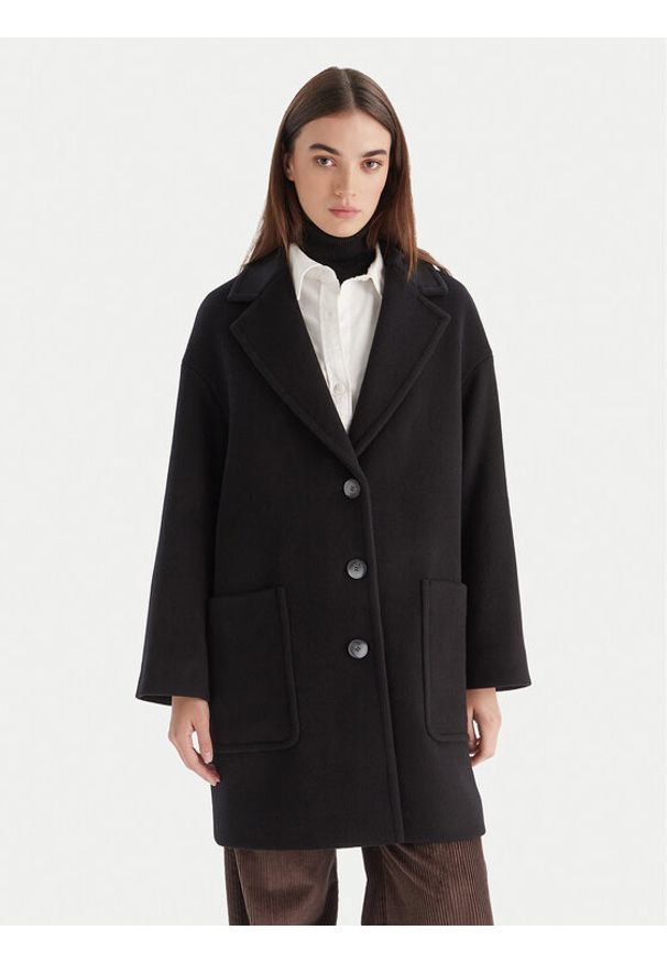 MAX&Co. Płaszcz wełniany 2526016023200 Czarny Regular Fit. Kolor: czarny. Materiał: wełna