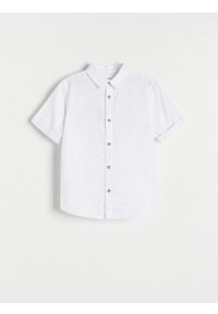 Reserved - Koszula z lnem - biały. Kolor: biały. Materiał: len