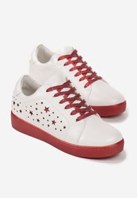 Born2be - Biało-Czerwone Sneakersy Sznurowane Tazaya. Kolor: biały #2