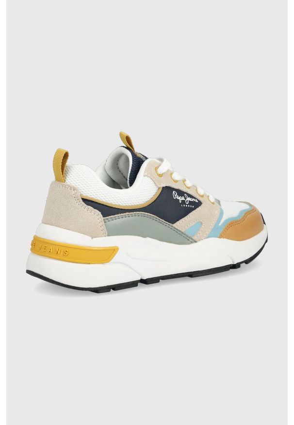 Pepe Jeans sneakersy dziecięce kolor beżowy. Nosek buta: okrągły. Zapięcie: sznurówki. Kolor: beżowy. Materiał: guma