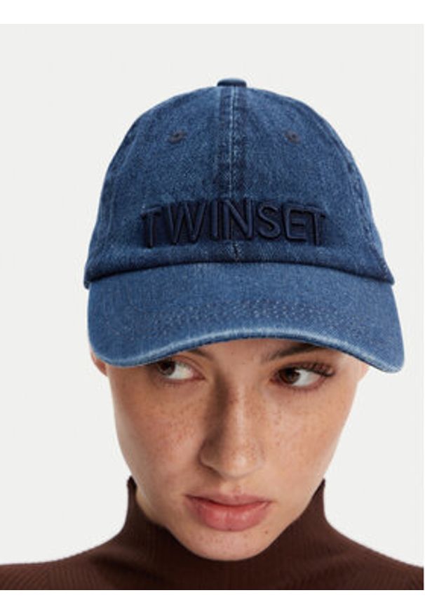 TwinSet - TWINSET Czapka z daszkiem 251LL5BAA Niebieski. Kolor: niebieski. Materiał: bawełna