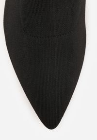 Renee - Czarno-Złote Botki Vices na Metalicznej Kaczuszce z Elastyczną Cholewką Vamile. Okazja: na co dzień. Kolor: czarny. Szerokość cholewki: normalna. Obcas: na szpilce. Styl: casual, elegancki, wizytowy. Wysokość obcasa: średni #4