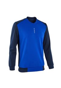 KIPSTA - Bluza piłkarska dla dorosłych Kipsta T100. Typ kołnierza: dekolt w kształcie V. Kolor: niebieski. Materiał: elastan, poliester, materiał. Sport: piłka nożna